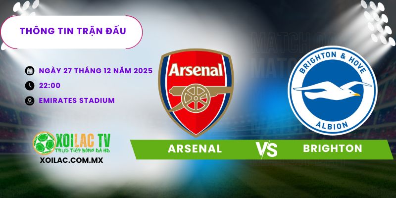 Thông tin trận đấu Arsenal vs Brighton